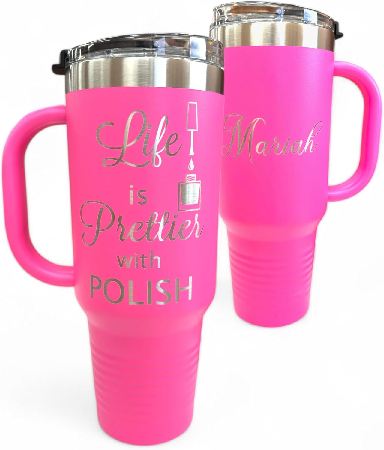 Personalized 40 oz Nail Salon Tumbler with Handle, Gift for Nail Techs