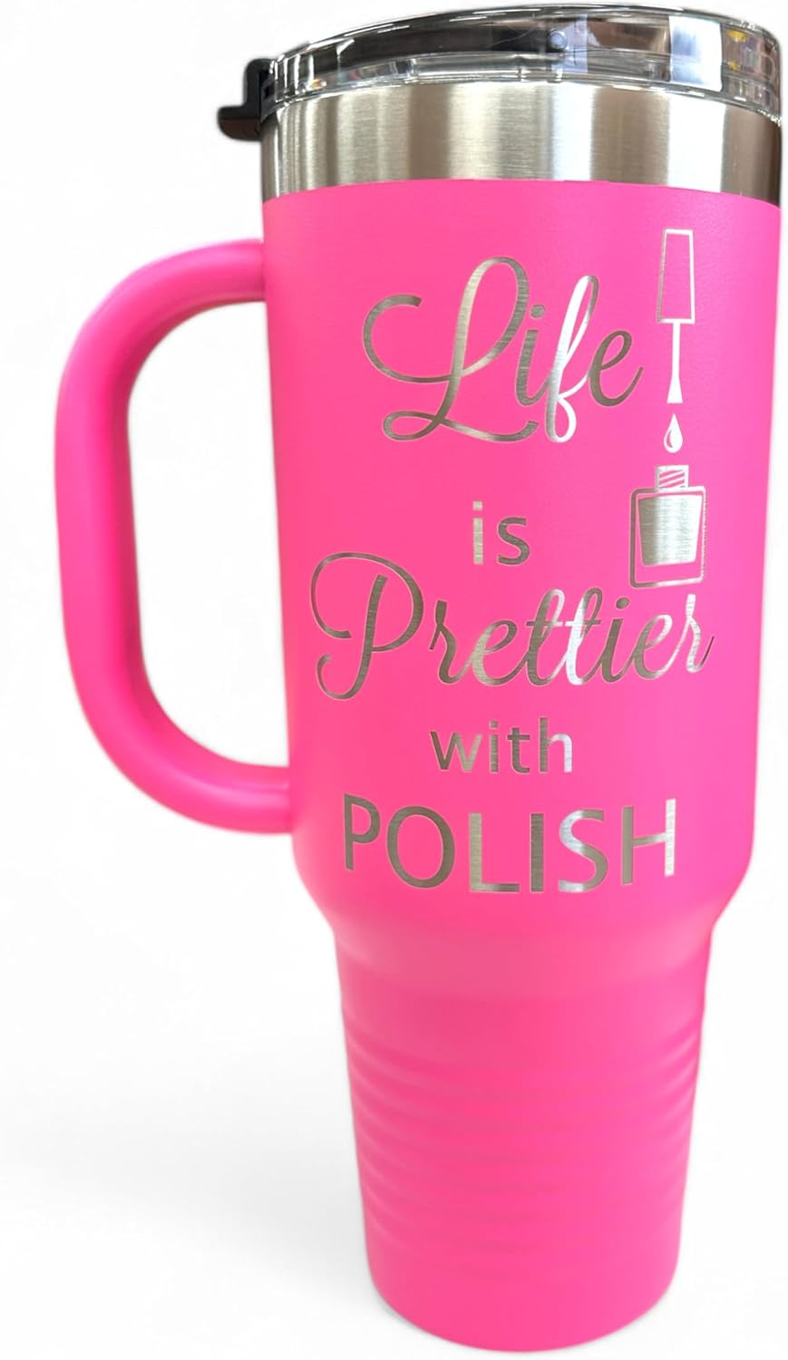 Personalized 40 oz Nail Salon Tumbler with Handle, Gift for Nail Techs