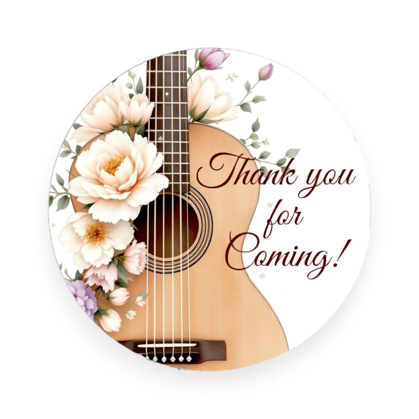 Floral Guitar Labels for Music Party Favors Decorations, 40 Stickers Festival Music Theme Birthday Party Supplies (Autumn Guitar)