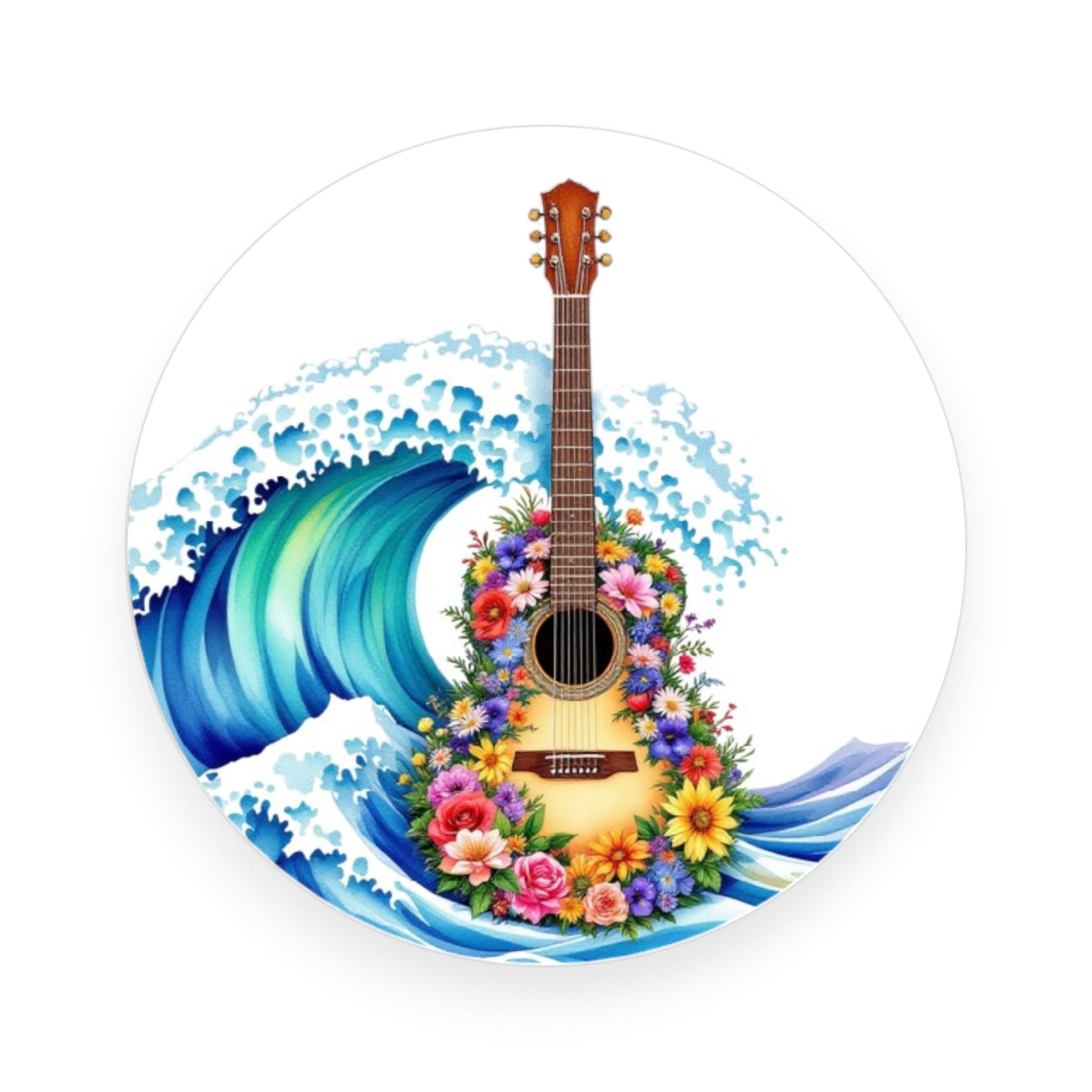 Floral Guitar Labels for Music Party Favors Decorations, 40 Stickers Festival Music Theme Birthday Party Supplies (Autumn Guitar)