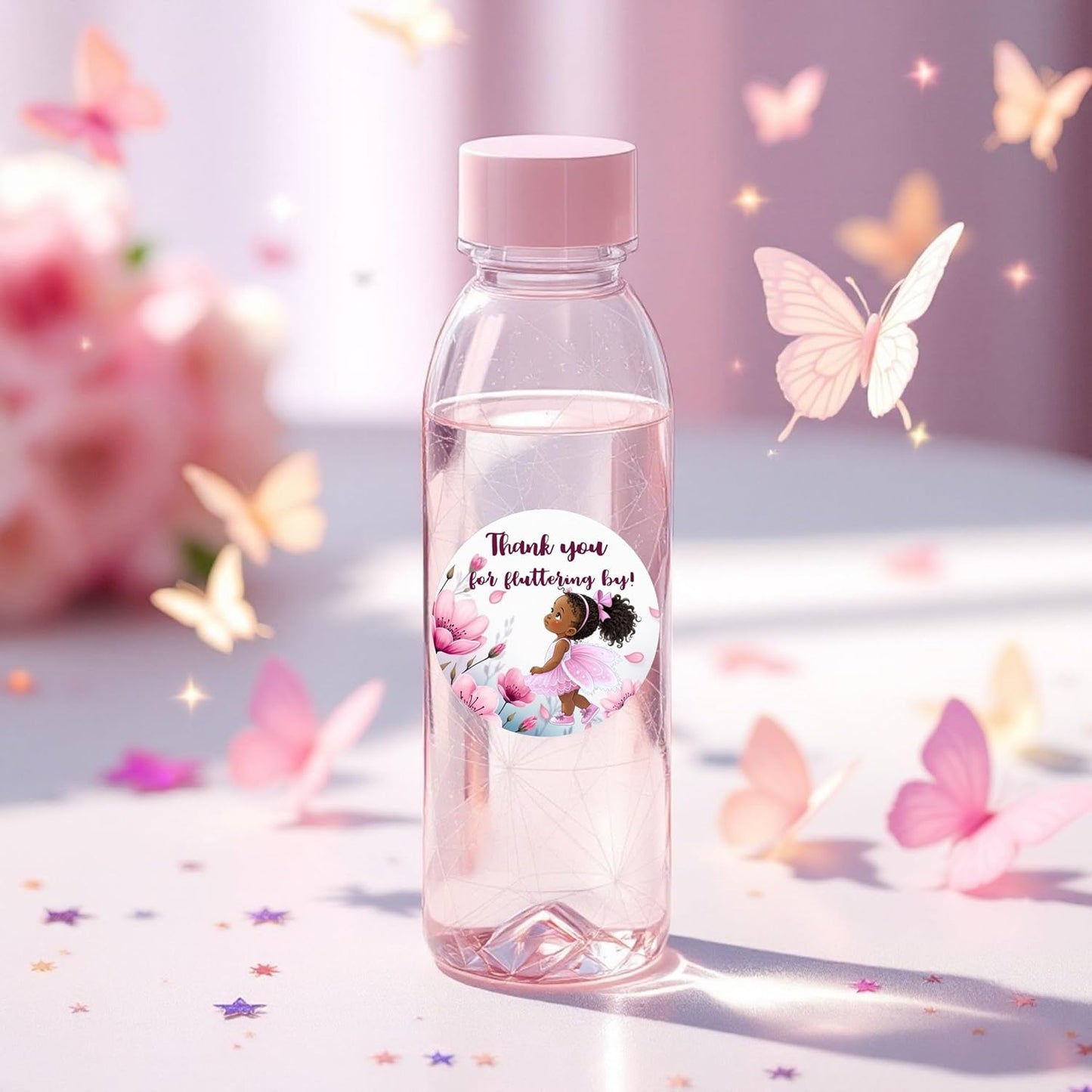 40 Fairy Garden Party Decorations Labels Stickers Birthday Party (African American)