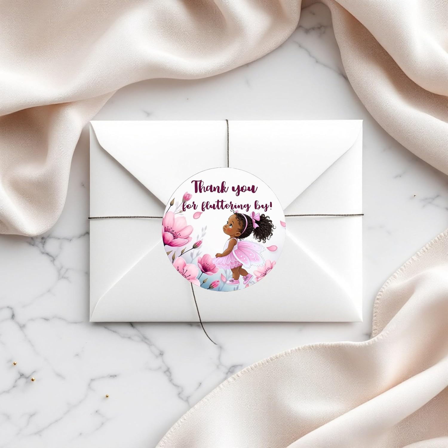 40 Fairy Garden Party Decorations Labels Stickers Birthday Party (African American)