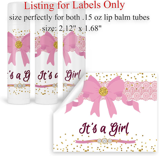 Baby Shower Labels It's a Girl Stickers Party Favor Decoration Lip Balm Labels