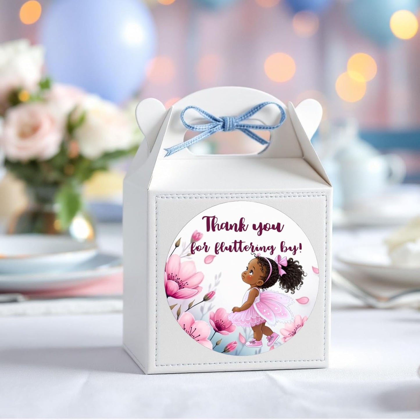 40 Fairy Garden Party Decorations Labels Stickers Birthday Party (African American)