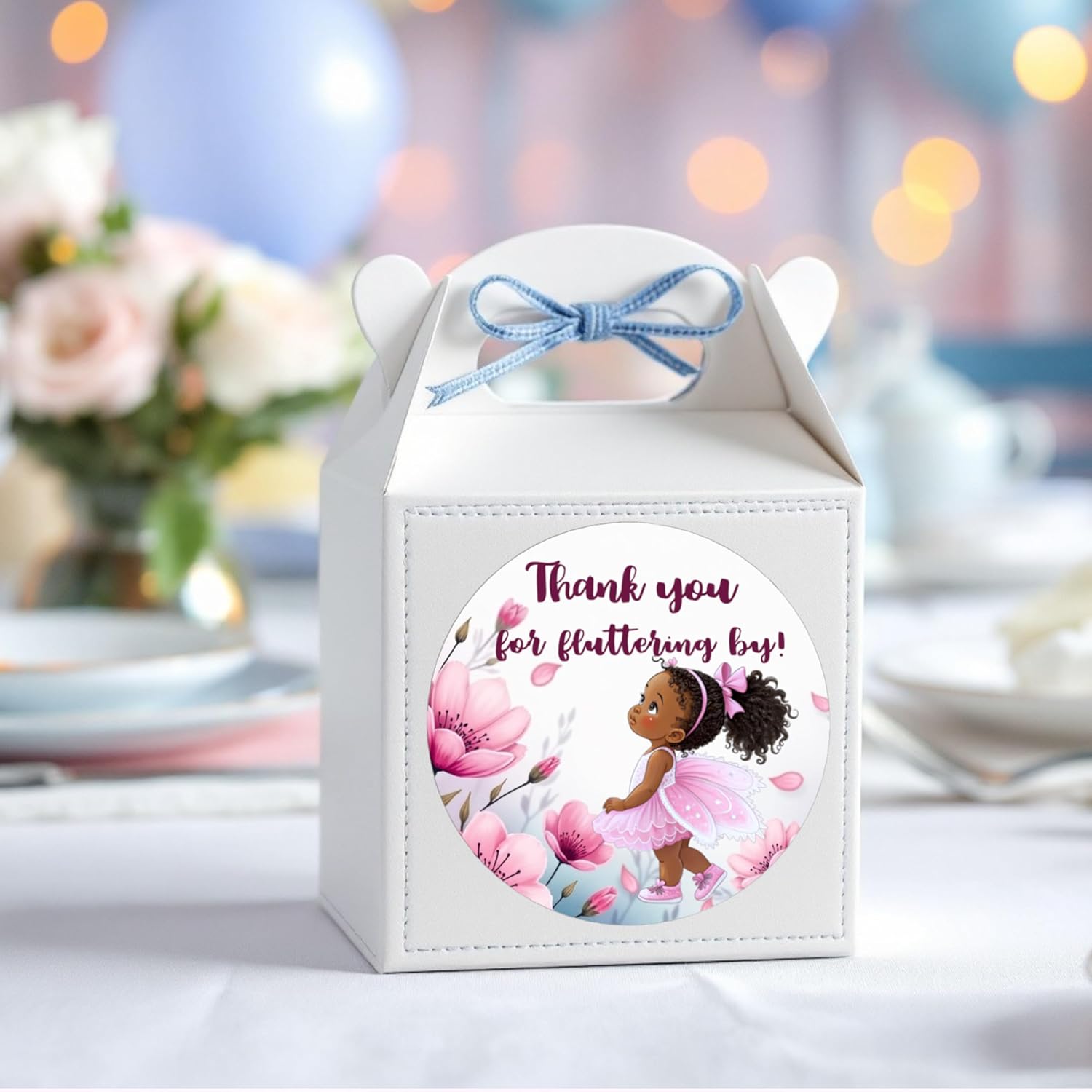 40 Fairy Garden Party Decorations Labels Stickers Birthday Party (African American)