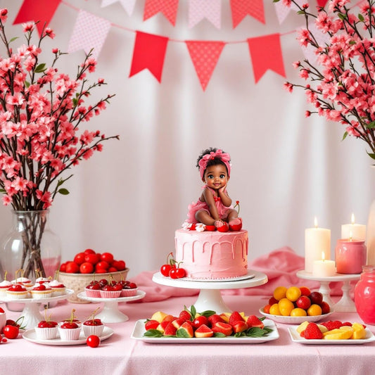 Cherry Girl Baby Shower Cutouts DIY Centerpieces, Table Party Decorations Supplies (10.5" One Centerpiece)