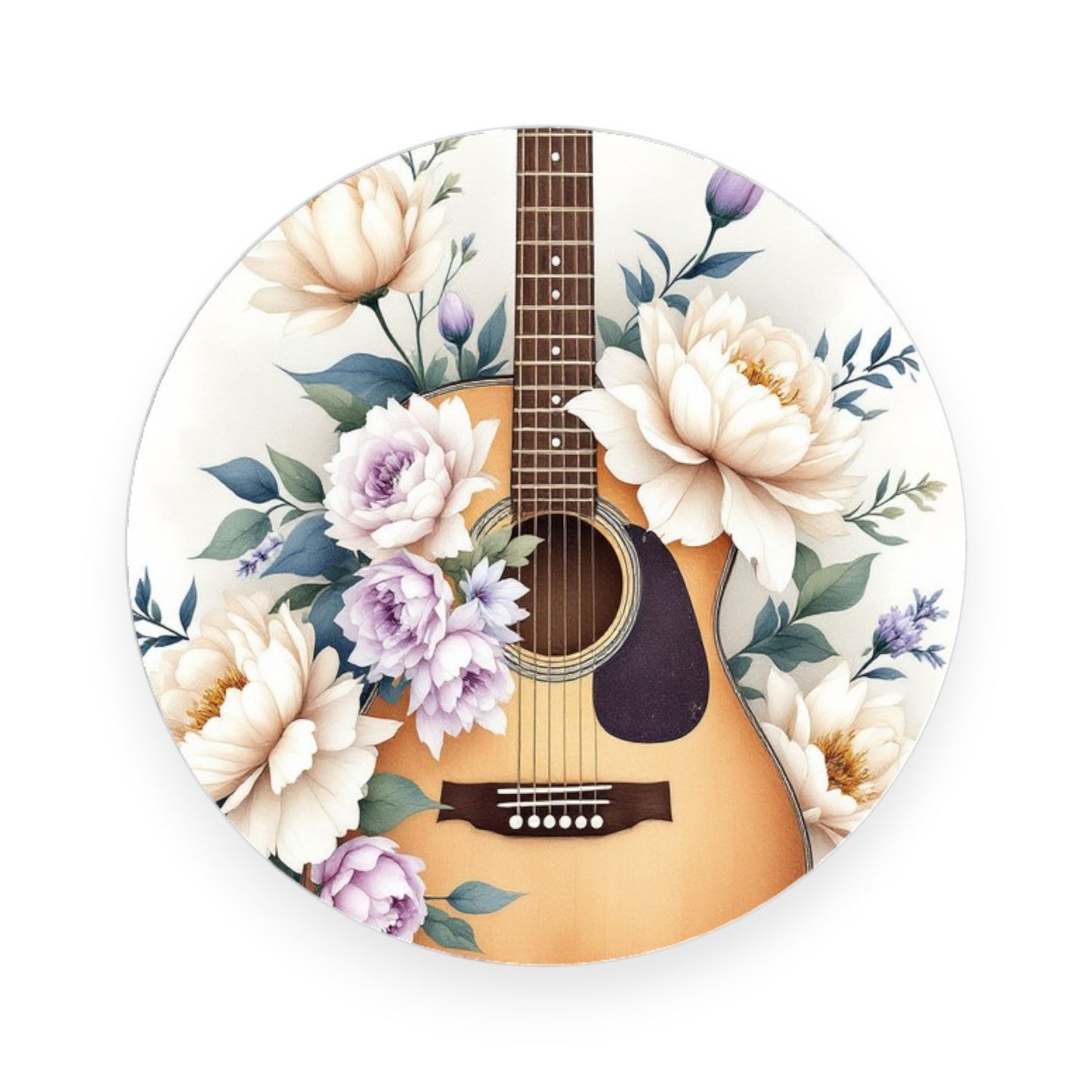 Floral Guitar Labels for Music Party Favors Decorations, 40 Stickers Festival Music Theme Birthday Party Supplies (Autumn Guitar)