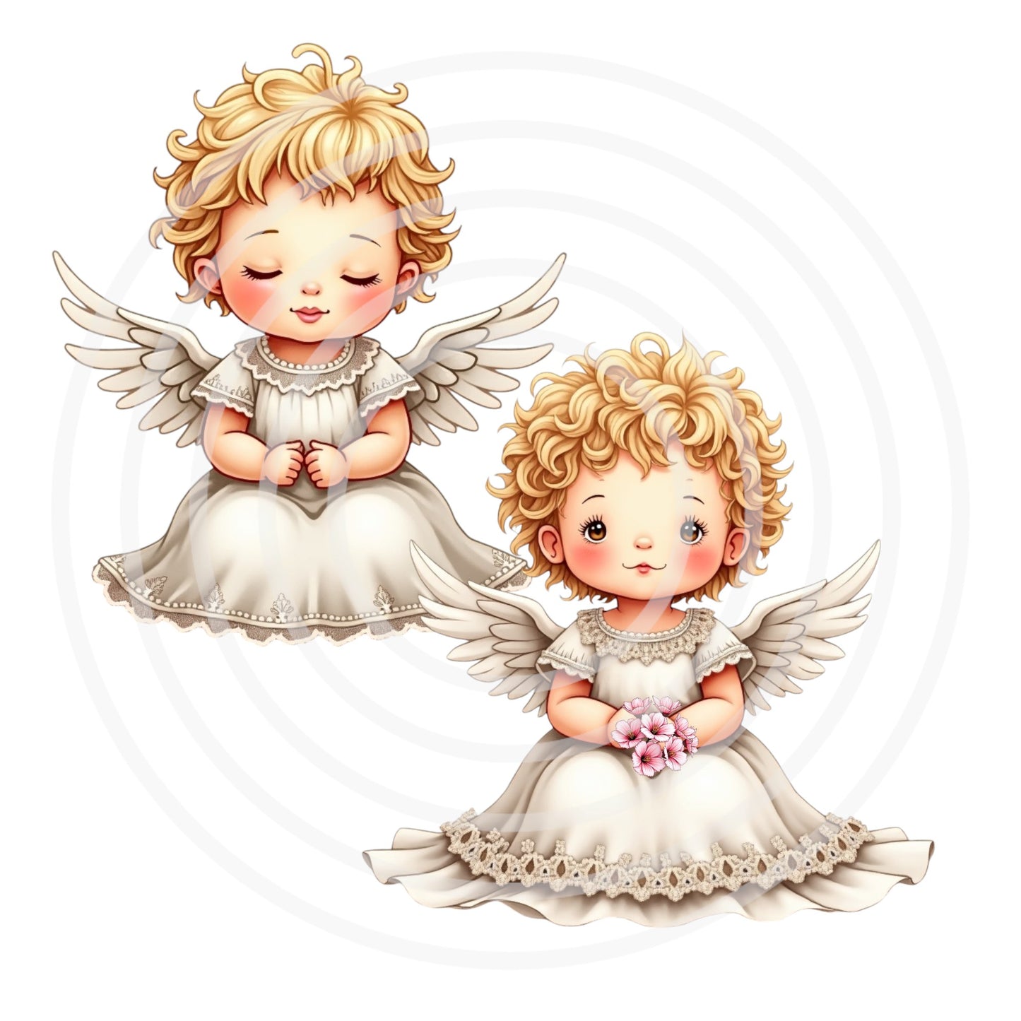 Angel Cute Blonde Girls Clipart, Wing Girl PNG, Baptism, Christian Download