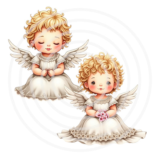 Angel Cute Blonde Girls Clipart, Wing Girl PNG, Baptism, Christian Download