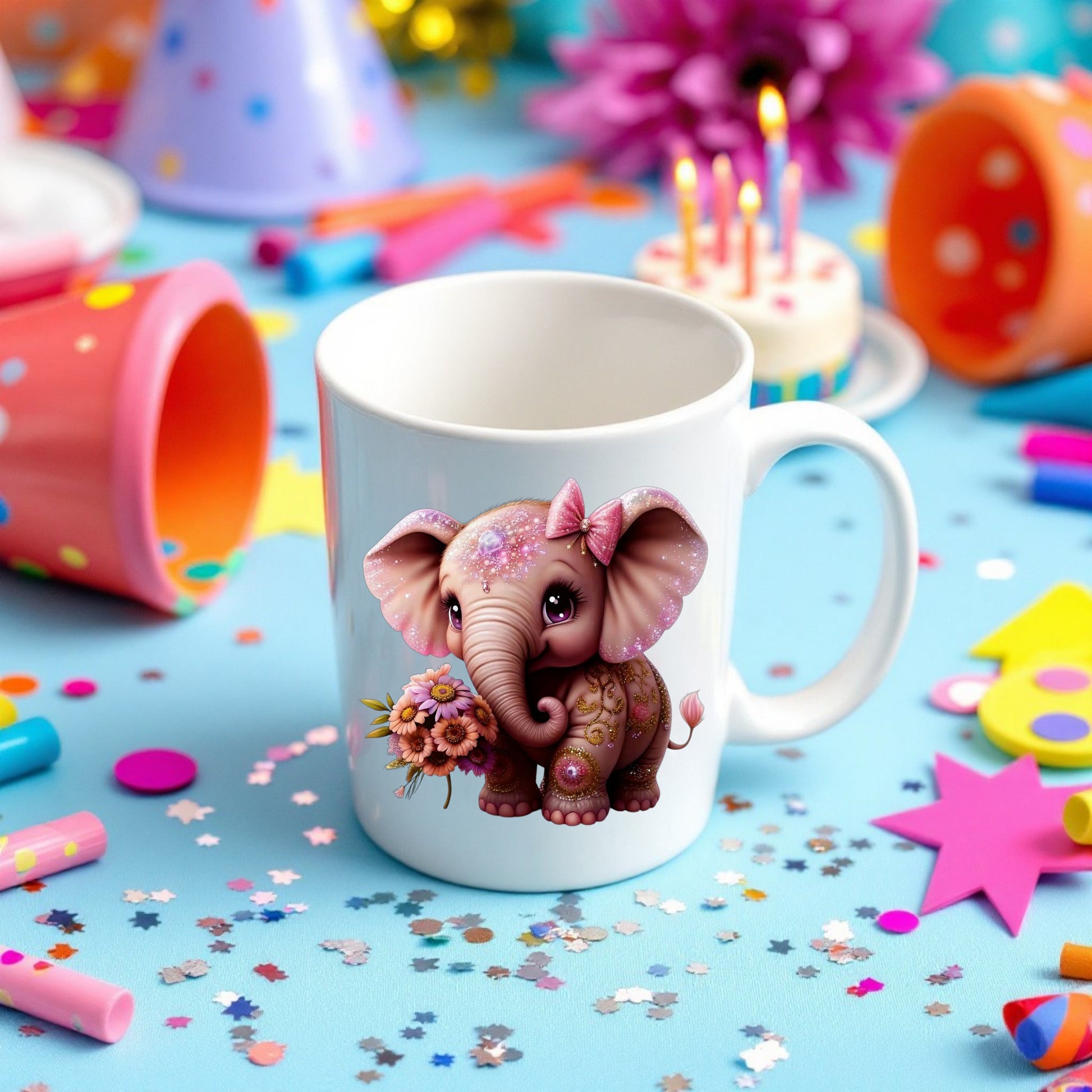 Baby Girl Elephant Watercolor Digital Download Clipart PNG