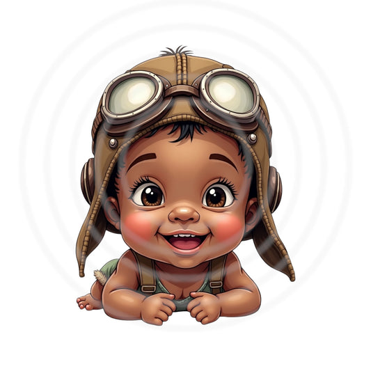 Aviator Afro Boy Clipart Digital Download, Baby Shower Birthday DIY Decorations