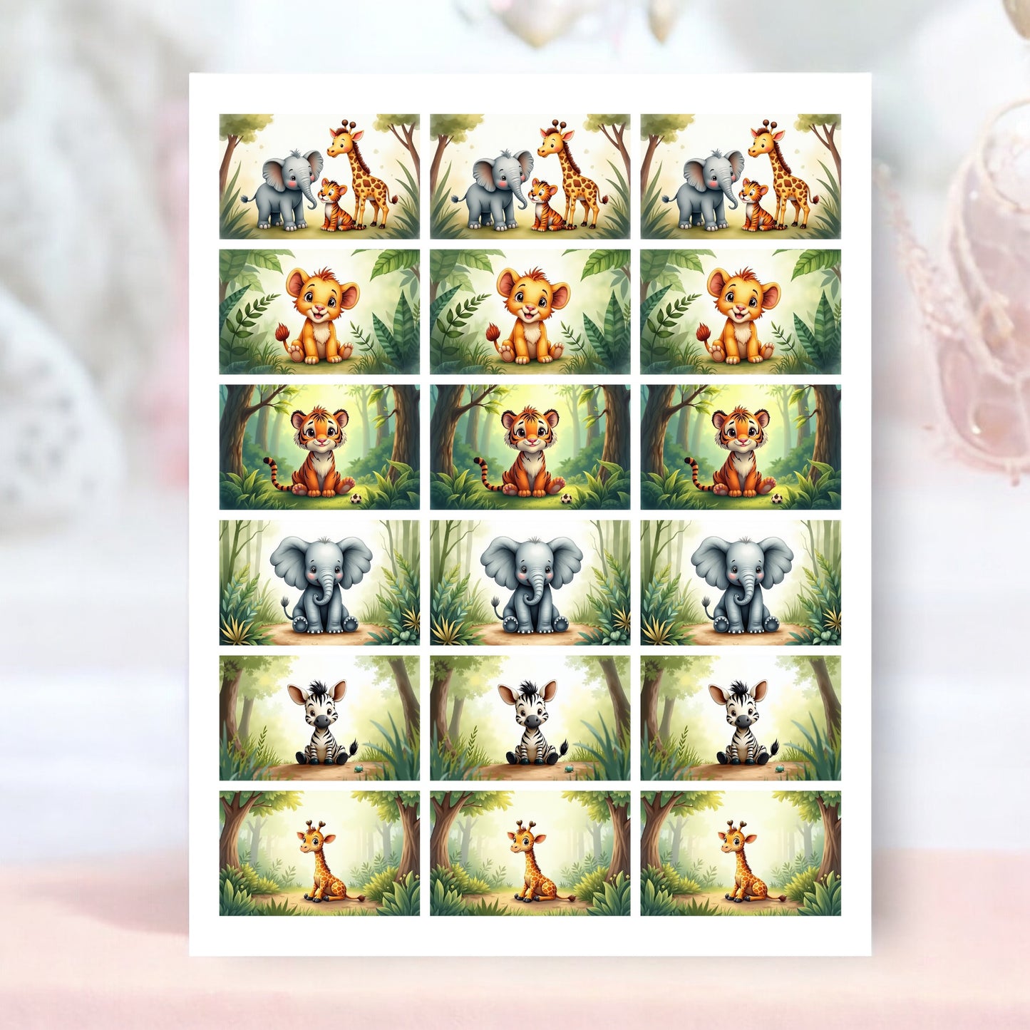 Digital Jungle Candy Labels, Safary Baby Shower 1st Birthday Miniatures Party Favor Stickers