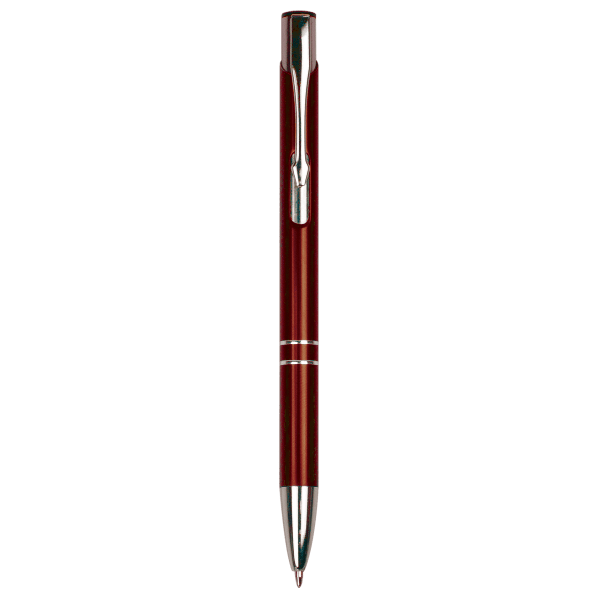 Burgundy engraved aluminum pen with silver trim