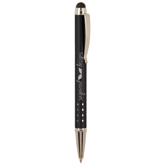 Black engraved aluminum stylus pen