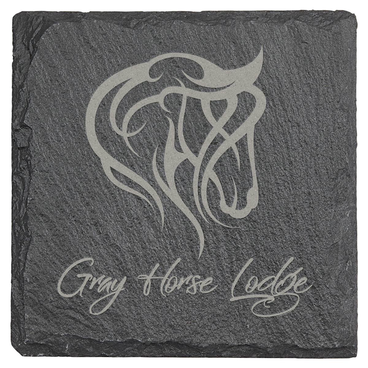 Square 4" x 4" laser engraved custom logo slate coaster