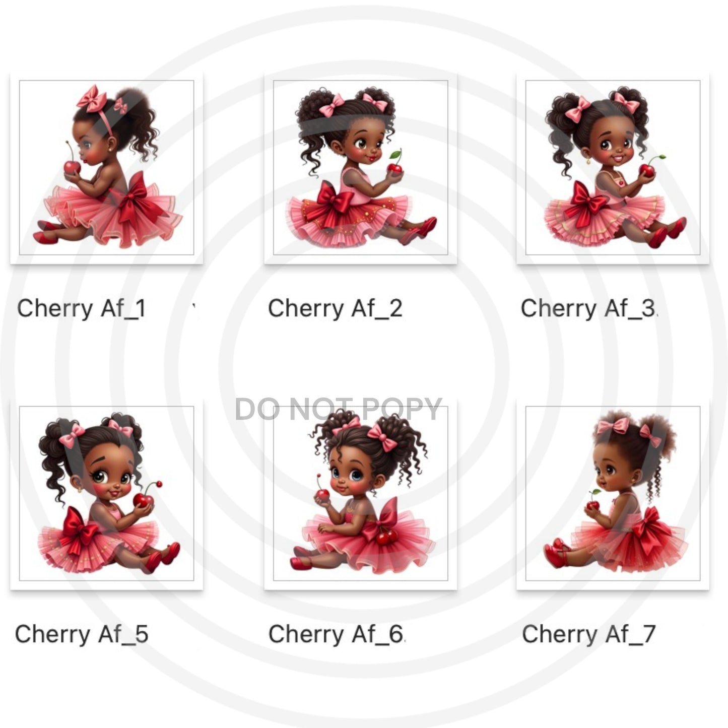 7 Digital Cherry African American Baby Girl Clipart, 1st Birthday Baby Shower