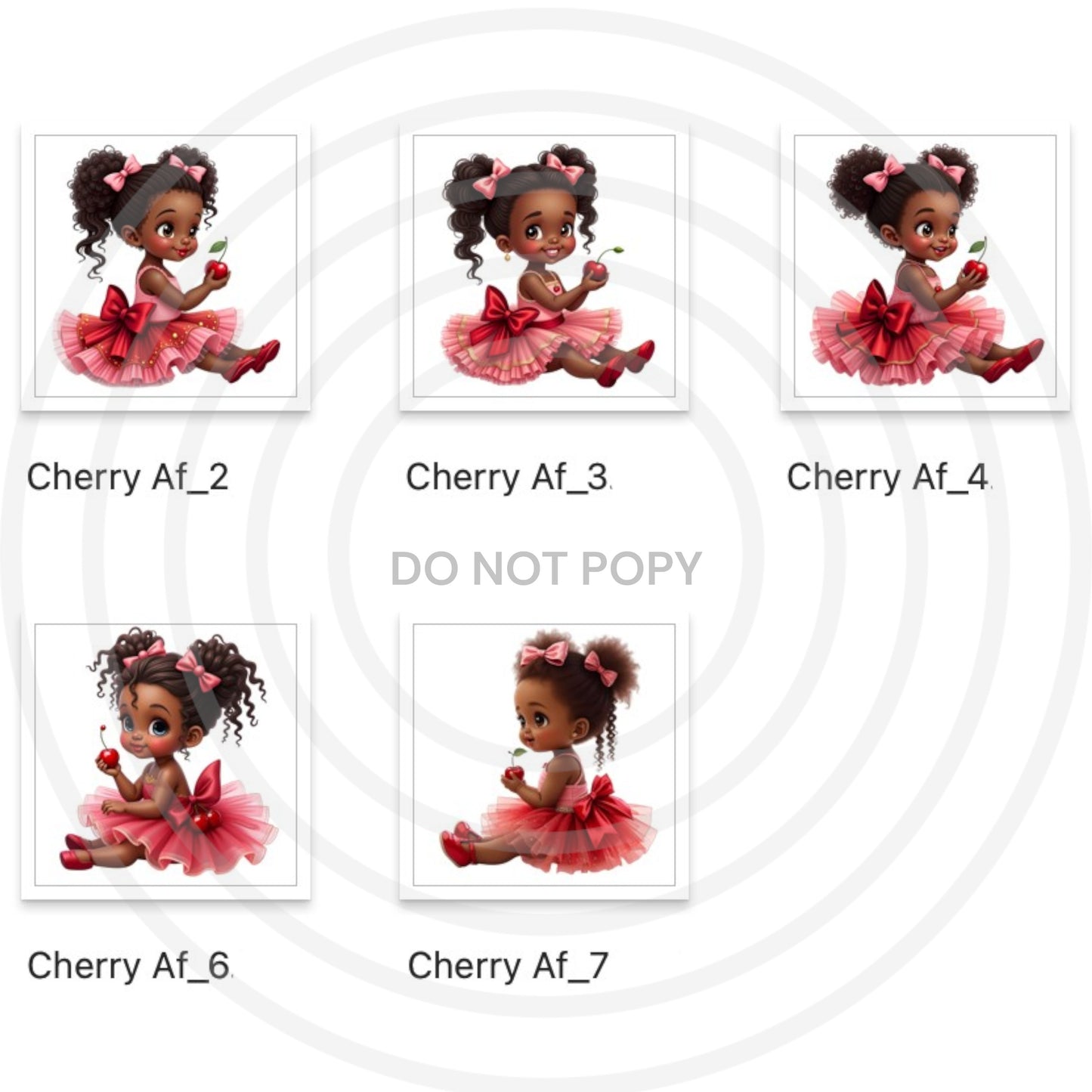 7 Digital Cherry African American Baby Girl Clipart, 1st Birthday Baby Shower