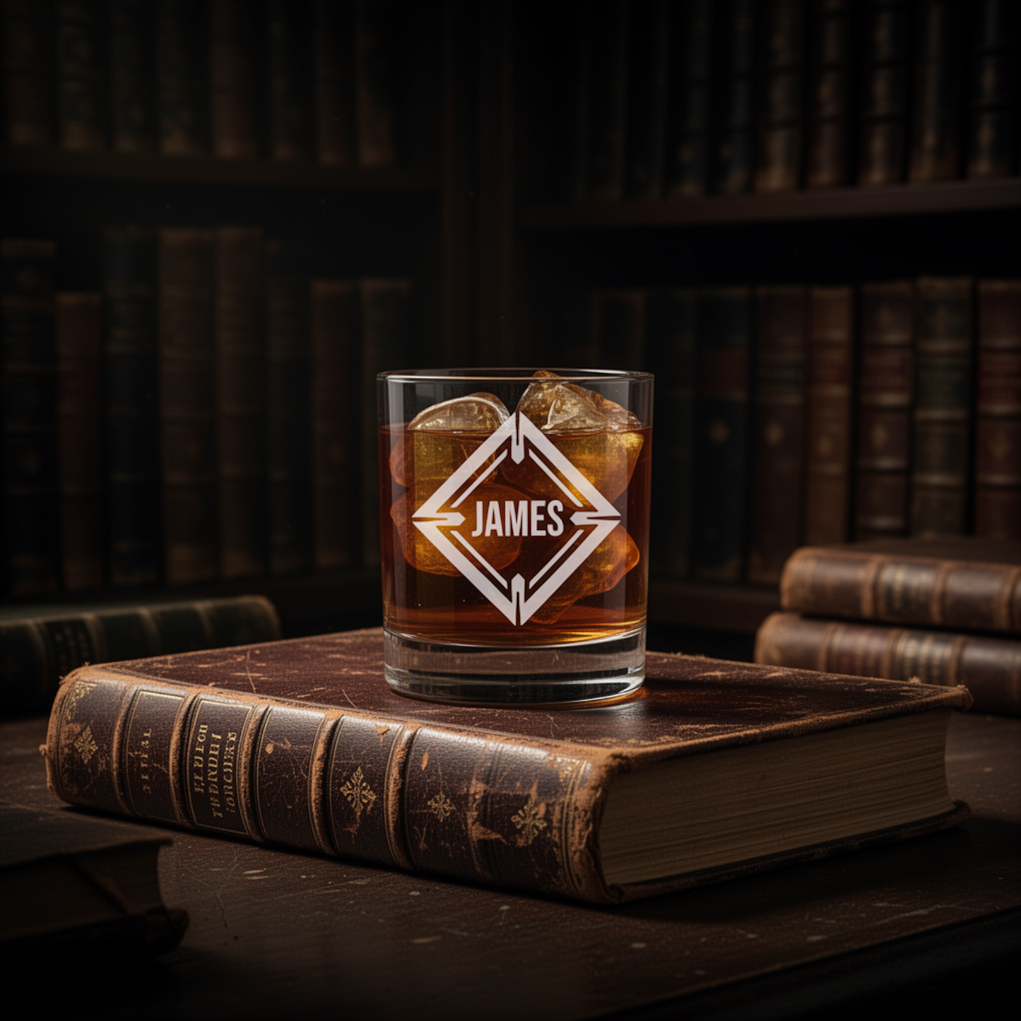 Personalized Geometric Whiskey Glass - Permanent Laser Etched 10.5 oz Old Fashion