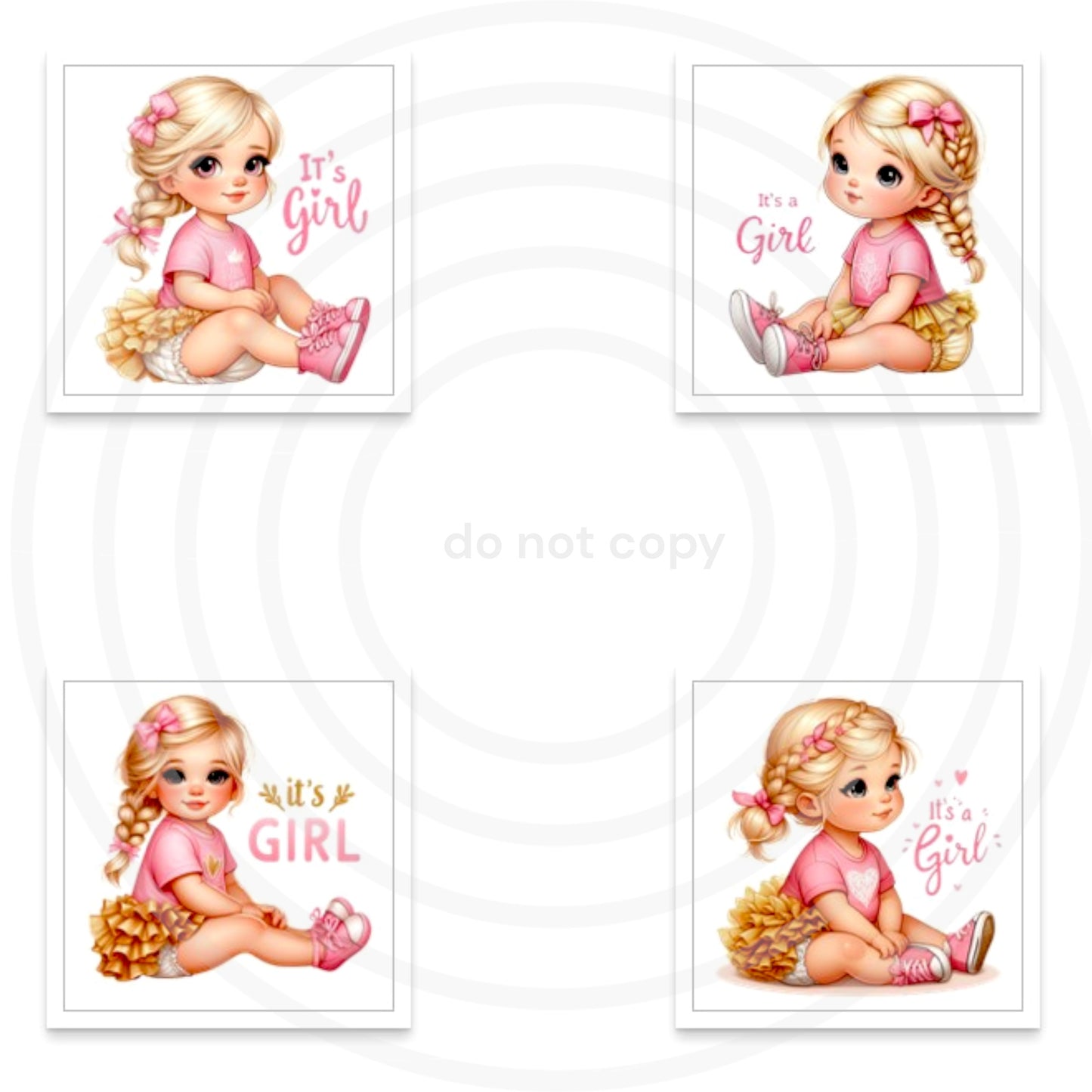 4 Digital Blonde It's Girl Baby Girl Clipart