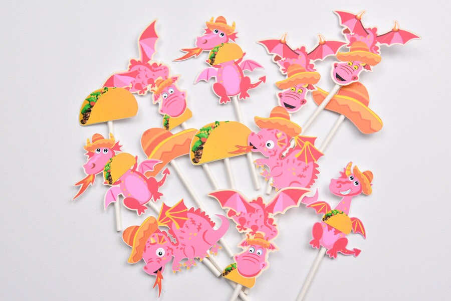 Dragon Taco Cake Toppers, Mexican Taco Dragon Baby Shower Birthday Decoration