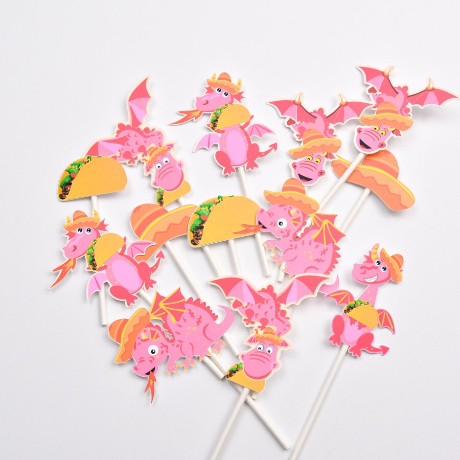 Dragon Taco Cake Toppers, Mexican Taco Dragon Baby Shower Birthday Decoration