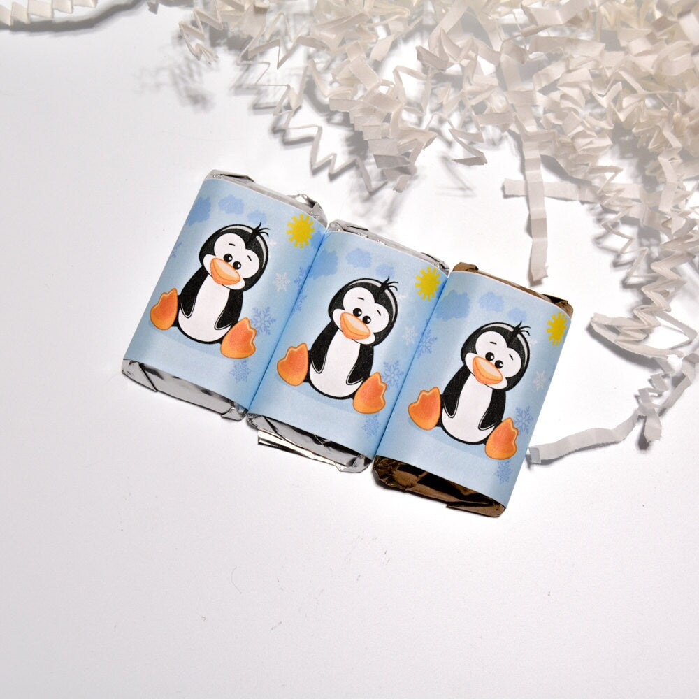 Christmas Penguins Candy 54 Stickers Wrappers Gift Party Favors for Miniatures Candy