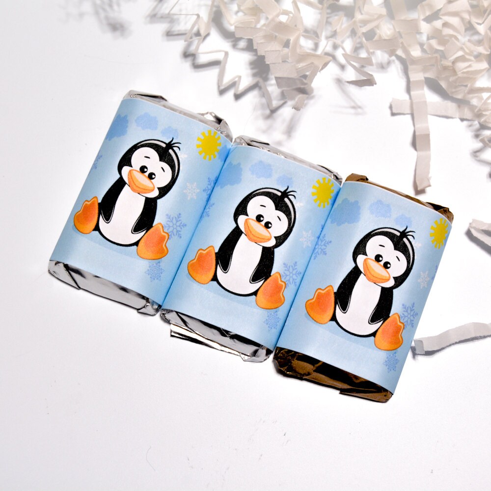 Christmas Penguins Candy 54 Stickers Wrappers Gift Party Favors for Miniatures Candy