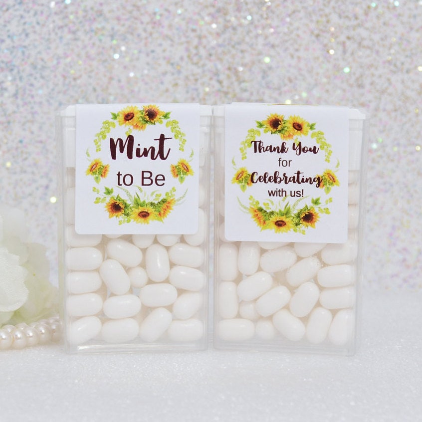 Sunflower Tic Tac Favor Stickers, Bridal Shower Labels, Tic Tac Labels