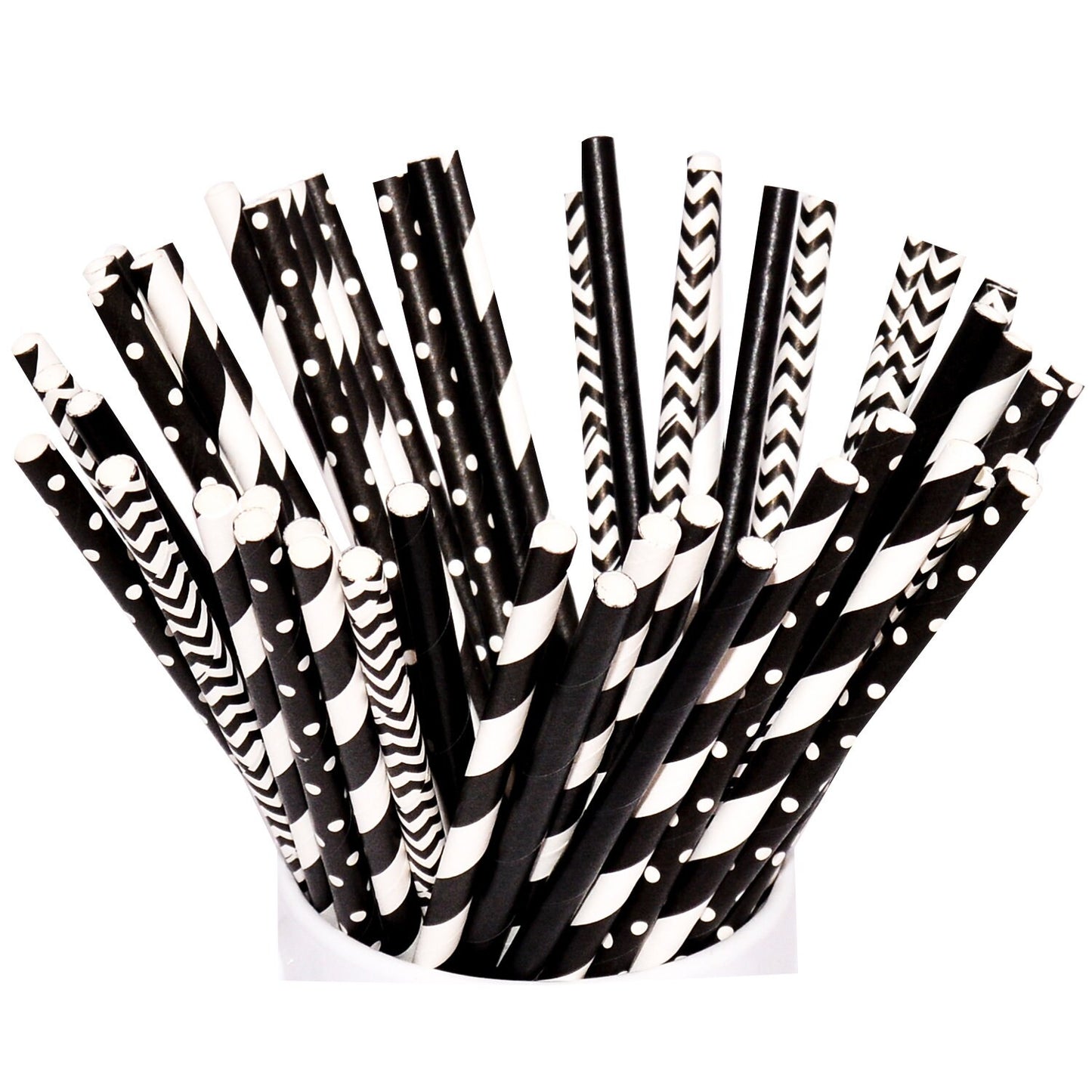 50 Black Paper Straws Birthday Wedding Prince Black Party Decor Straws
