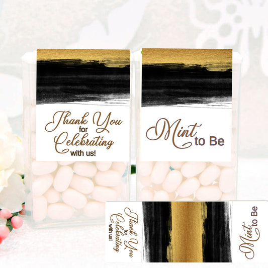 24 Black and Gold Favor Tic Tac Labels Wedding Birthday Party Labels