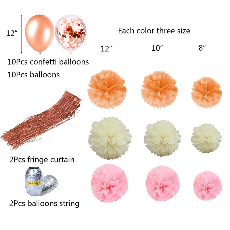 Kit Rose Gold Balloons Foil Curtain Bachelorette Party Confetti Birthday Baby Shower Photo Booth Backdrop