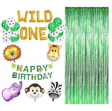 Wild One Birthday Balloons, Safari Animals Party First Birthday Set Kit, Safari Birthday Decoration