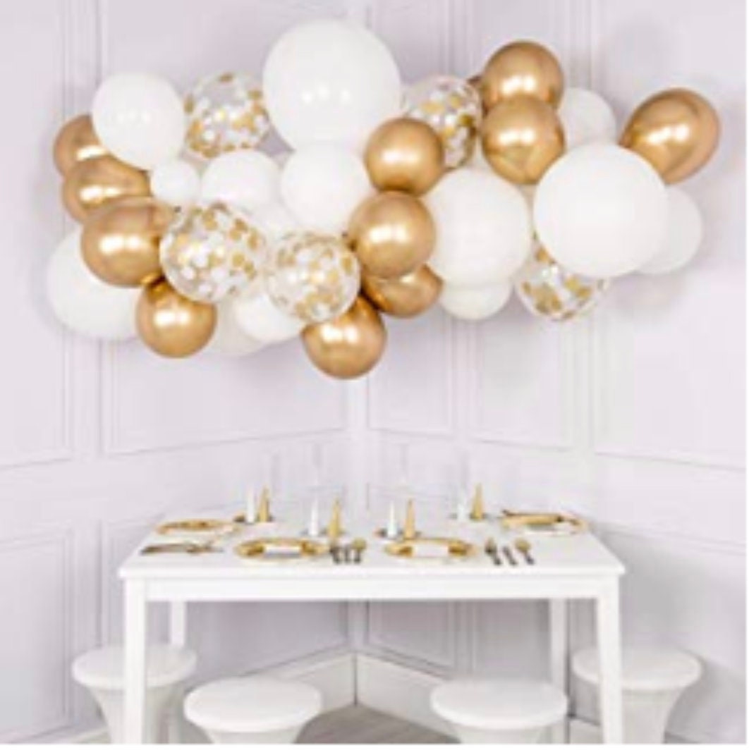 White Gold Balloons Arch Garland Kit Confetti Birthday Wedding Balloons Decor