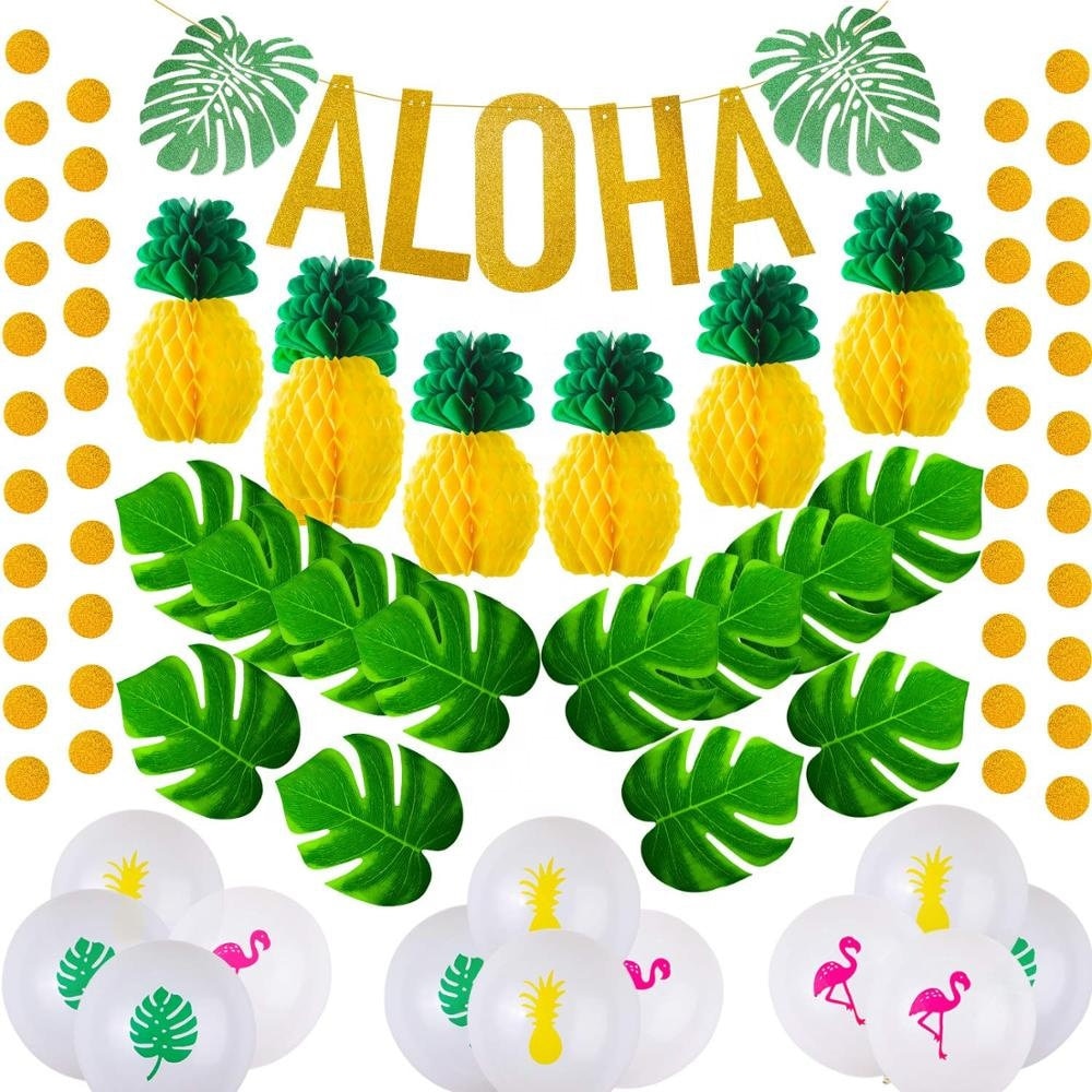 Hawaiian Aloha Balloons Flamingo Party Birthday Kit Tropical Luau Party Decor