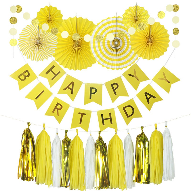 happy birthday yellow party decoration