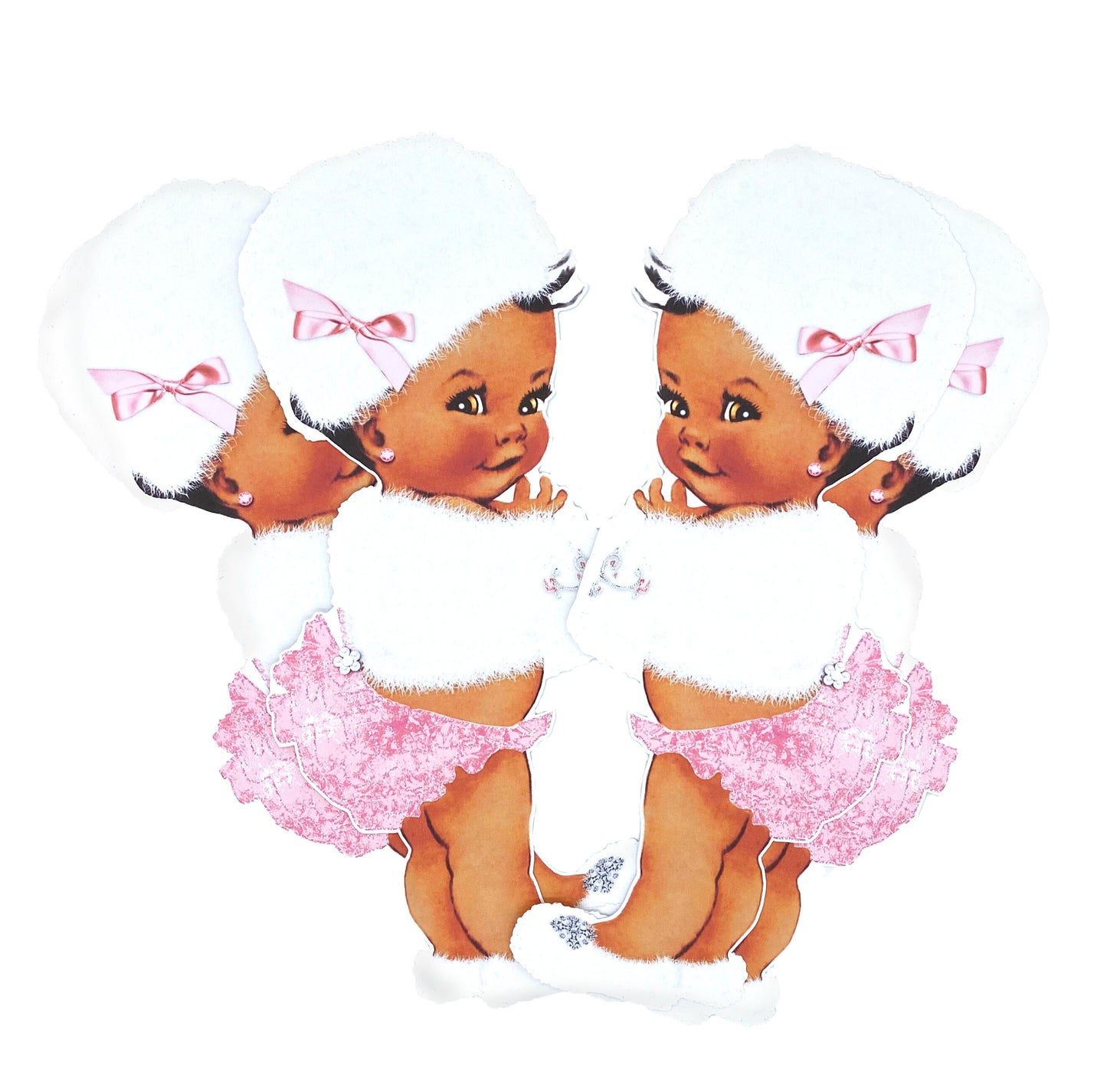 Cutouts Winter Princess with White Fur Cape Baby Girl Baby Shower Decoration One Sided Print