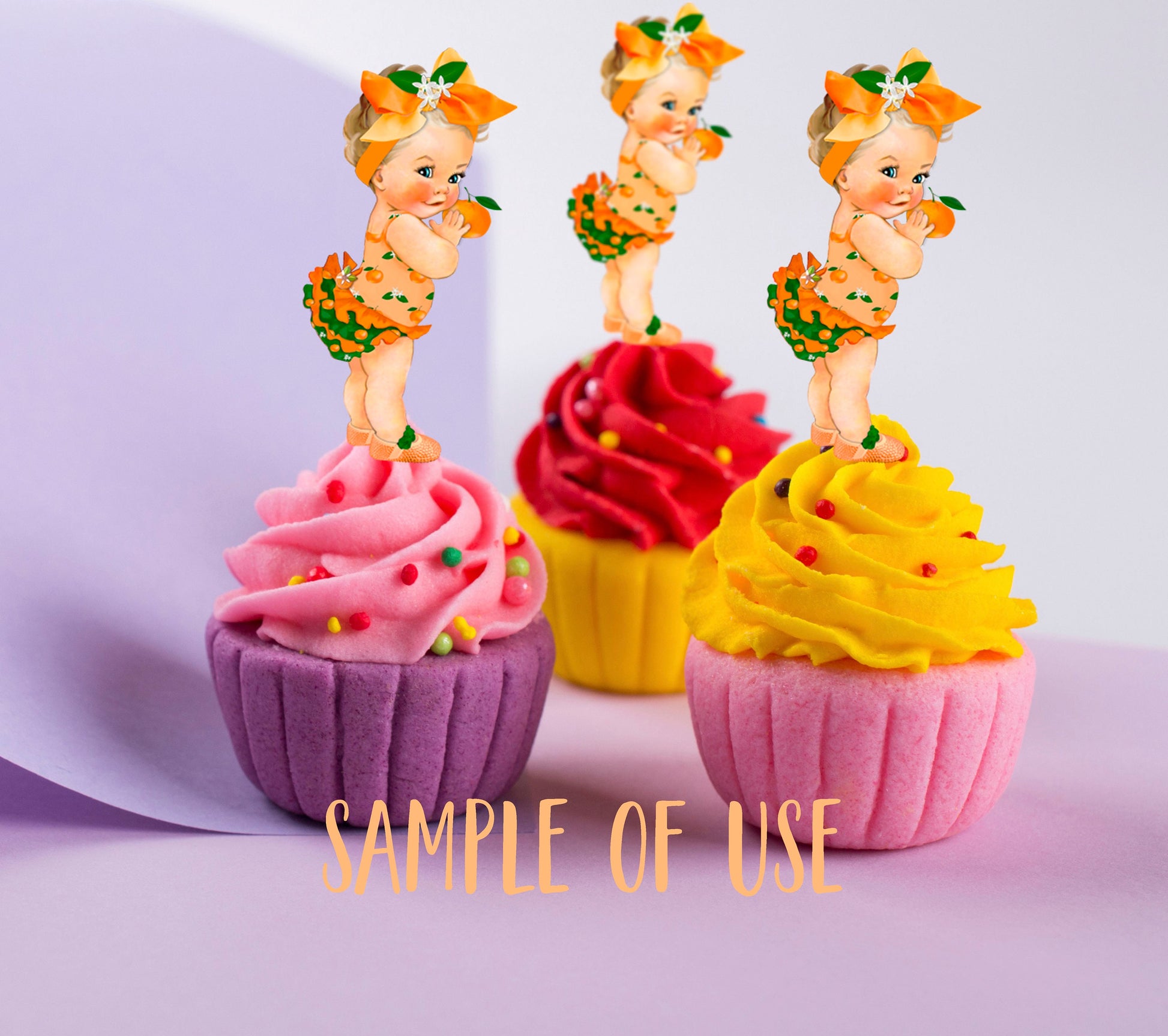 Orange Girl Centerpiece Cutouts Baby Shower Birthday Party Table Decoration