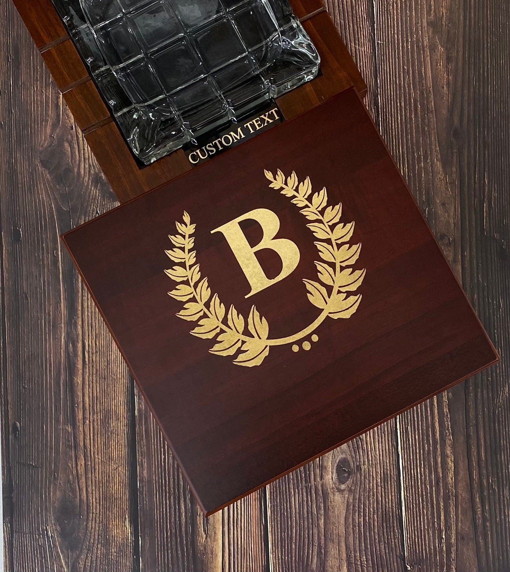 Custom Cigar Box Humidor, Personalized Humidor for Cigars Lover Gift Box, Engraved Gift Box Gold Monogram Custom Name, Desktop Humidor