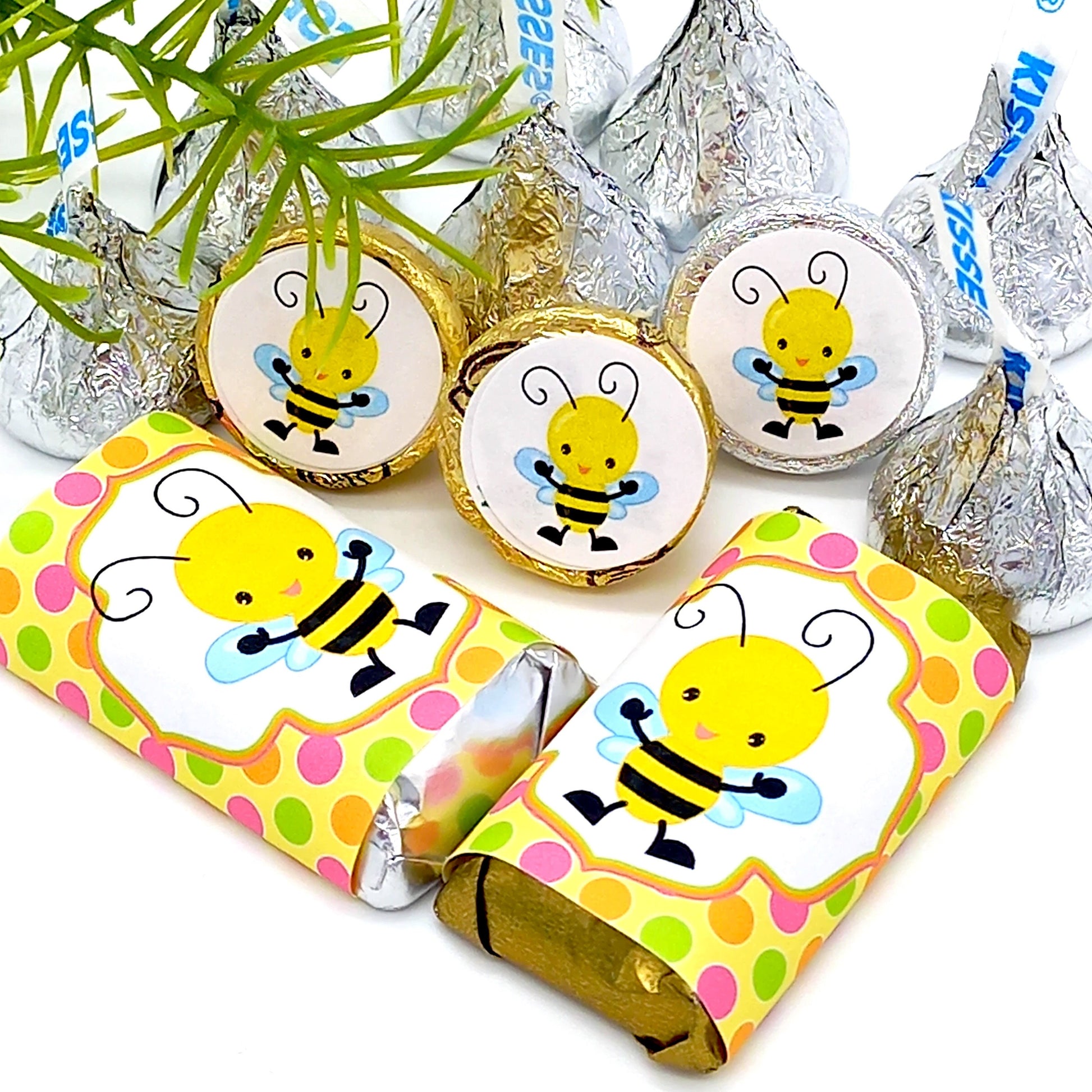 Little bee boy girl candy labels for first birthday party