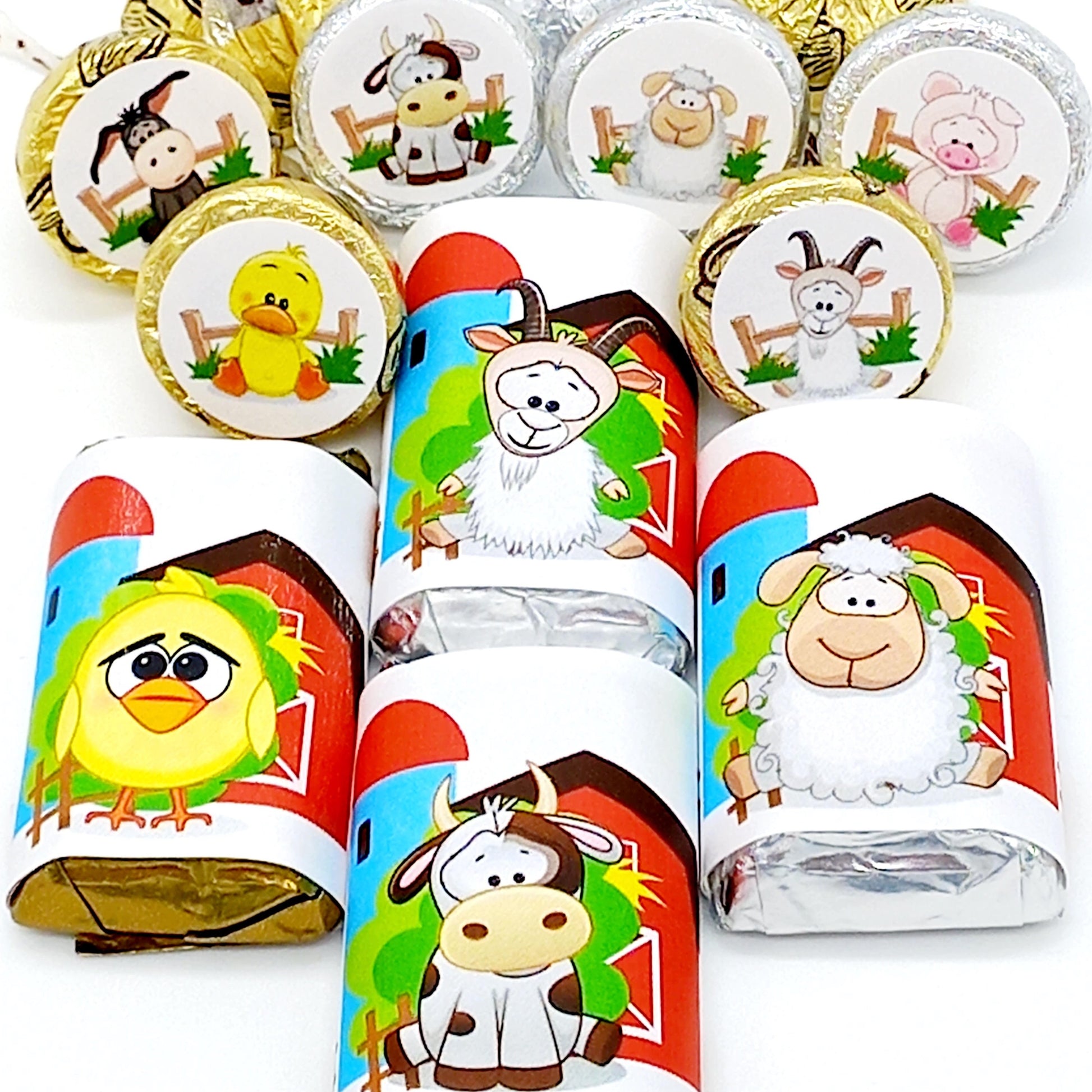 1st Birthday Baby Shower Farm Theme Party Candy Bar Stickers