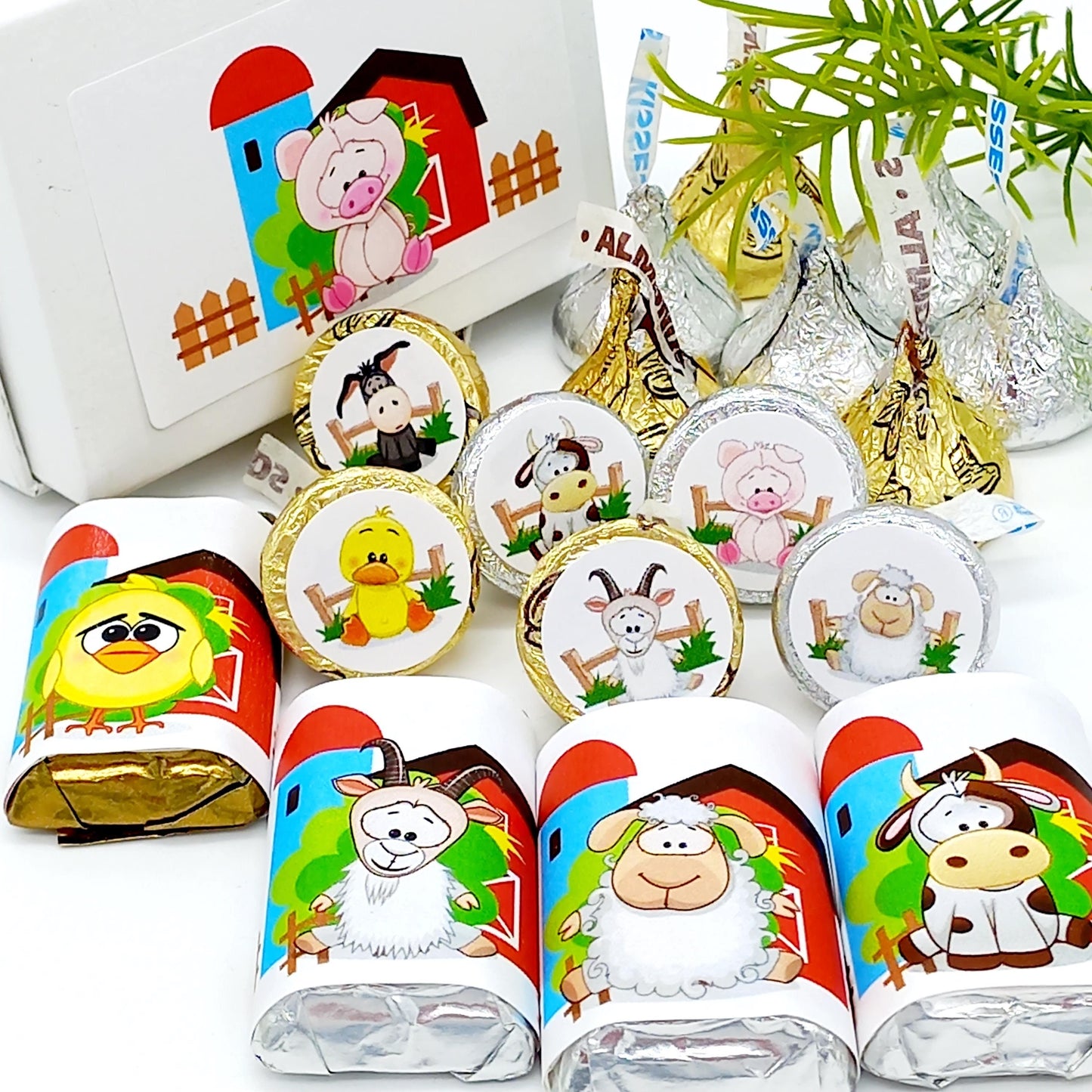 Farm Animals Labels 1st Birthday Baby Shower Theme Party Favor Stickers Decoration