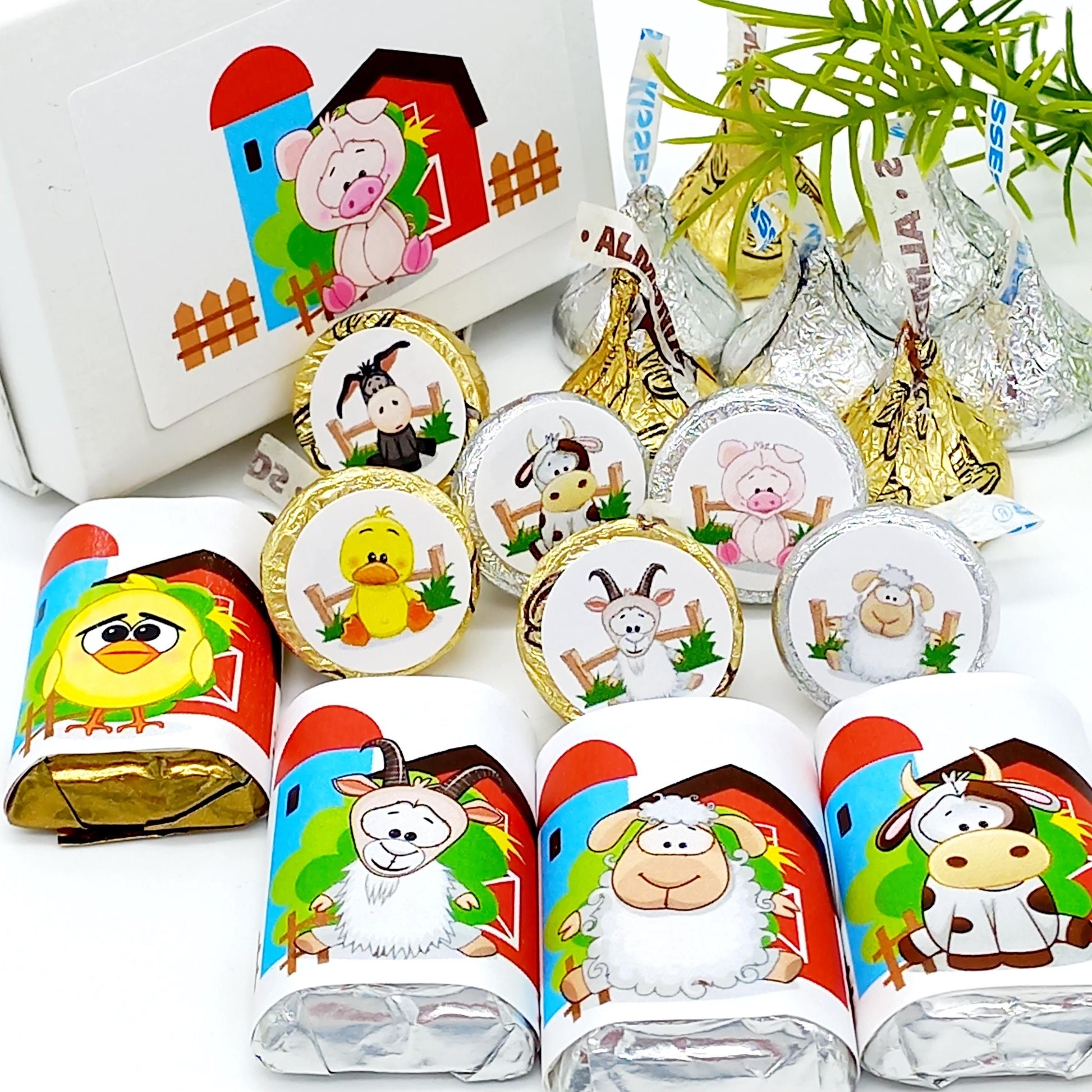 Farm Animals Labels 1st Birthday Baby Shower Theme Party Favor Stickers Decoration