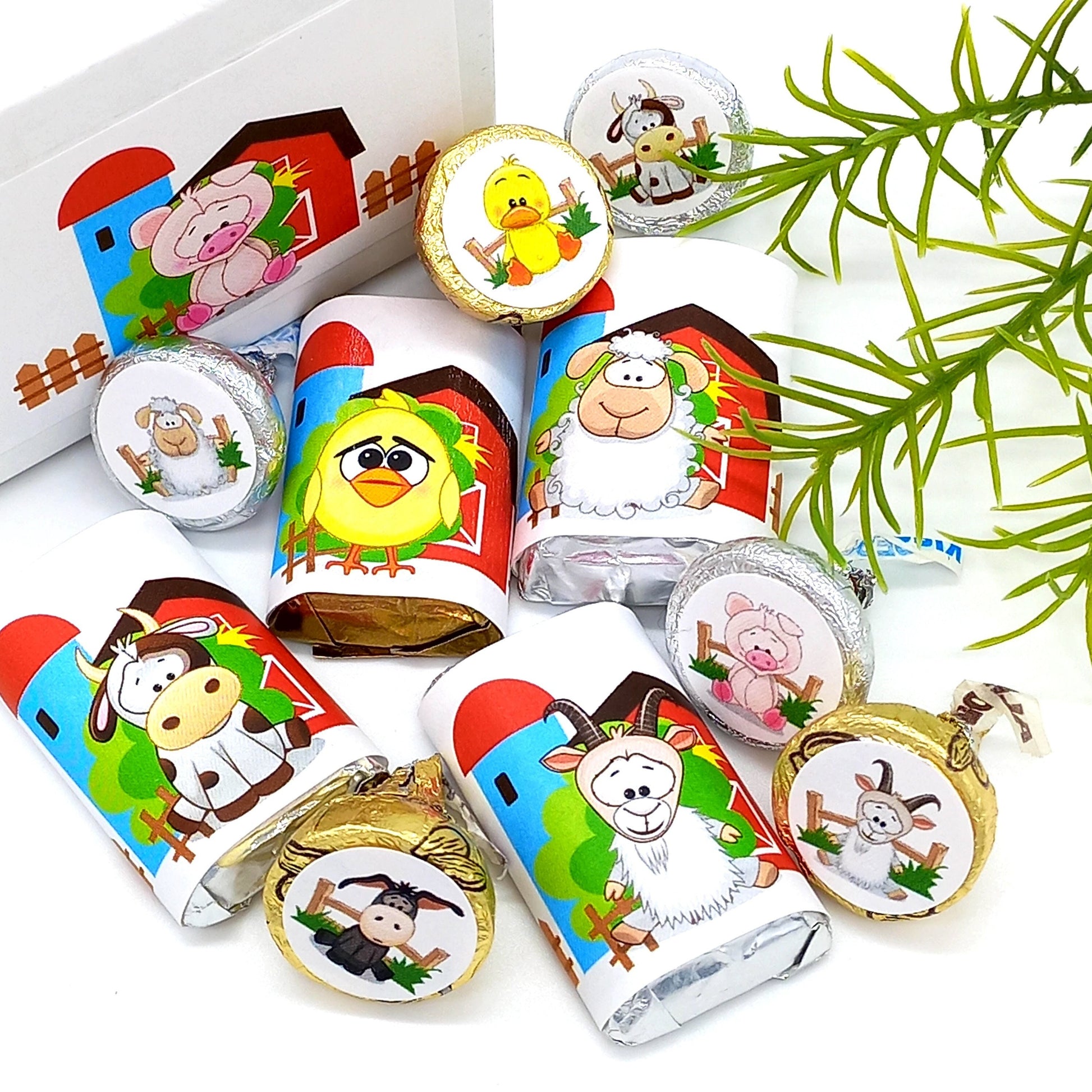 Farm Animals Labels 1st Birthday Baby Shower Theme Party Favor Stickers Decoration