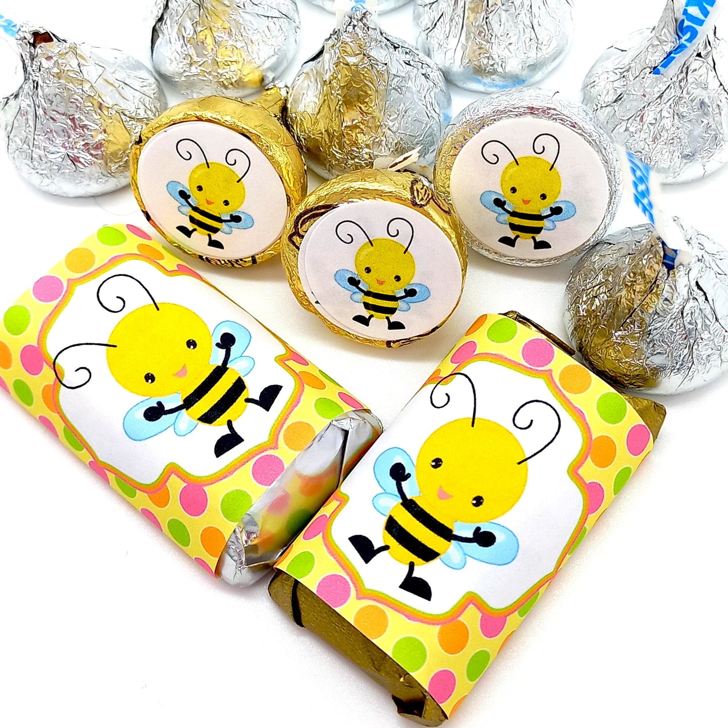 Bee candy bar stickers for baby shower