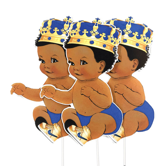 Royal blue baby boy prince centerpiece and cutputs