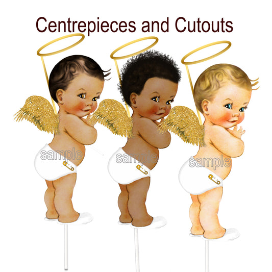 Angel Boy Baptism Party Decorations Centerpieces