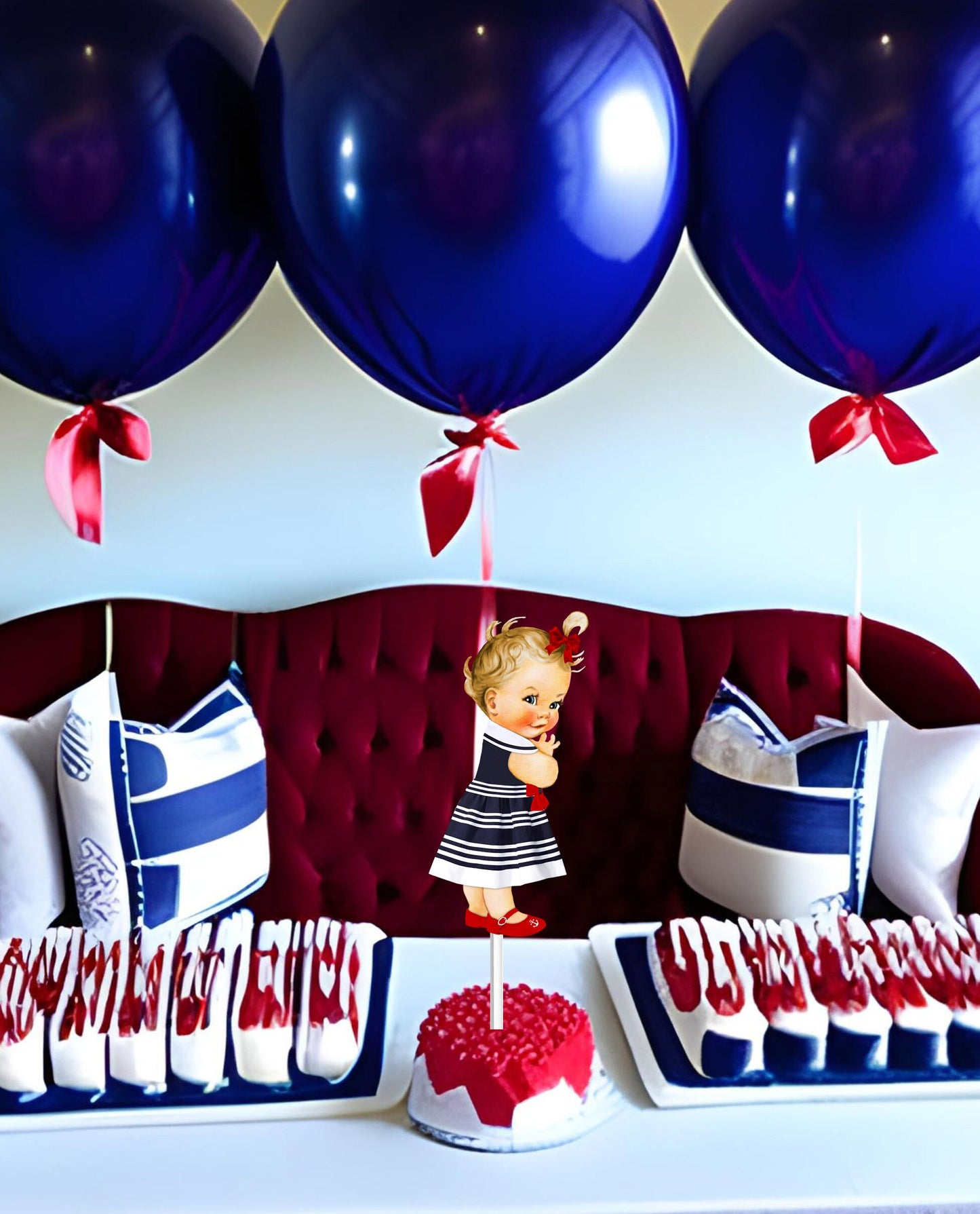 Nautical Girl Baby Shower Centerpiece Cutouts Favor Labels Birthday Decoration Table Wall Decor
