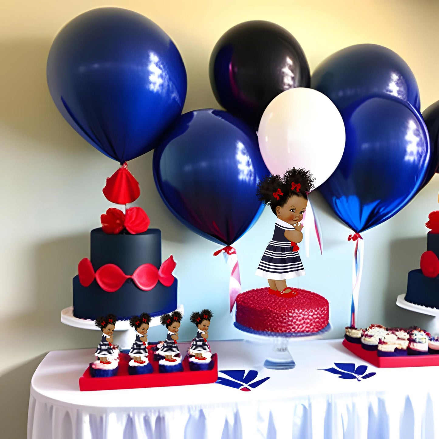Nautical Girl Baby Shower Centerpiece Cutouts Favor Labels Birthday Decoration Table Wall Decor