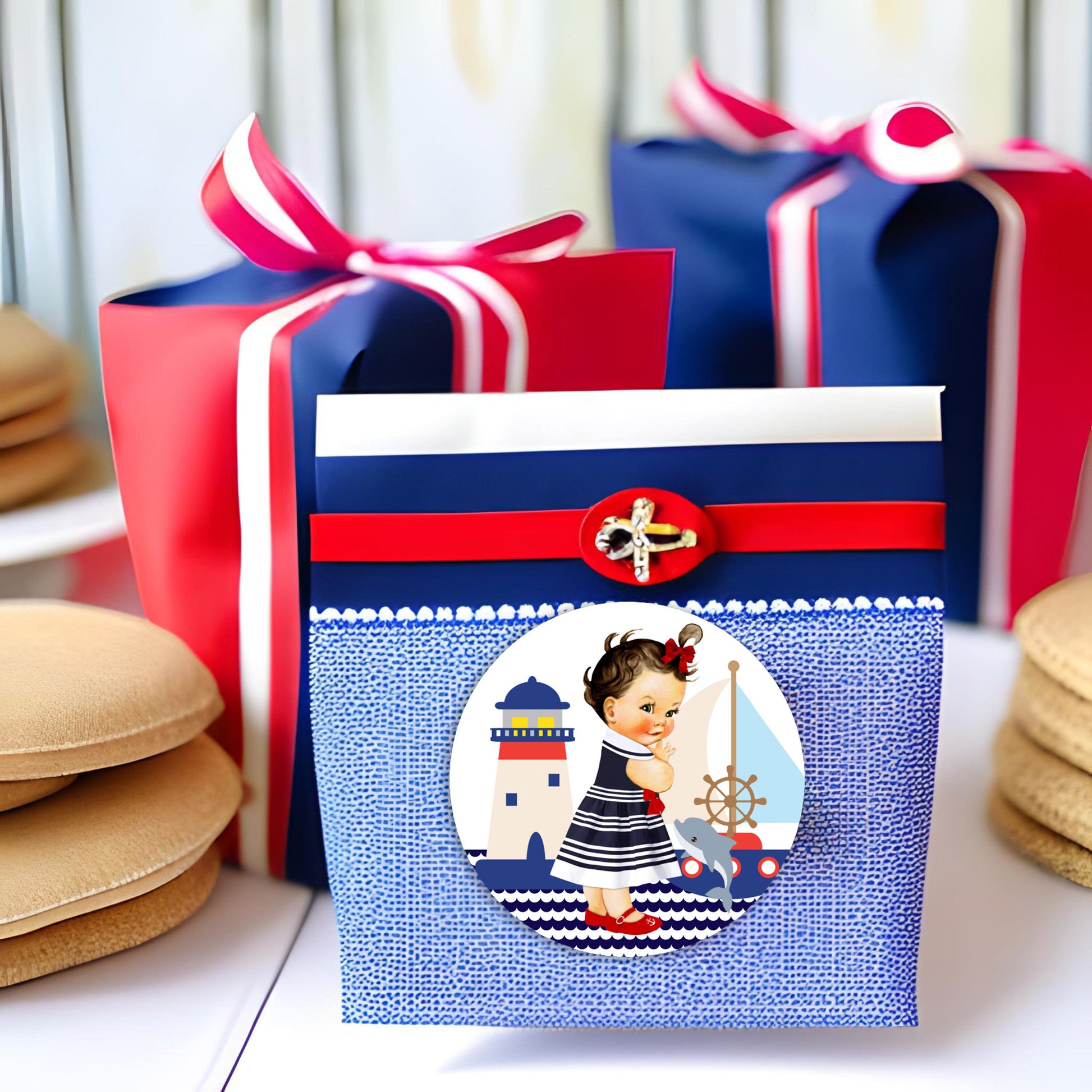 Nautical Girl Baby Shower Centerpiece Cutouts Favor Labels Birthday Decoration Table Wall Decor