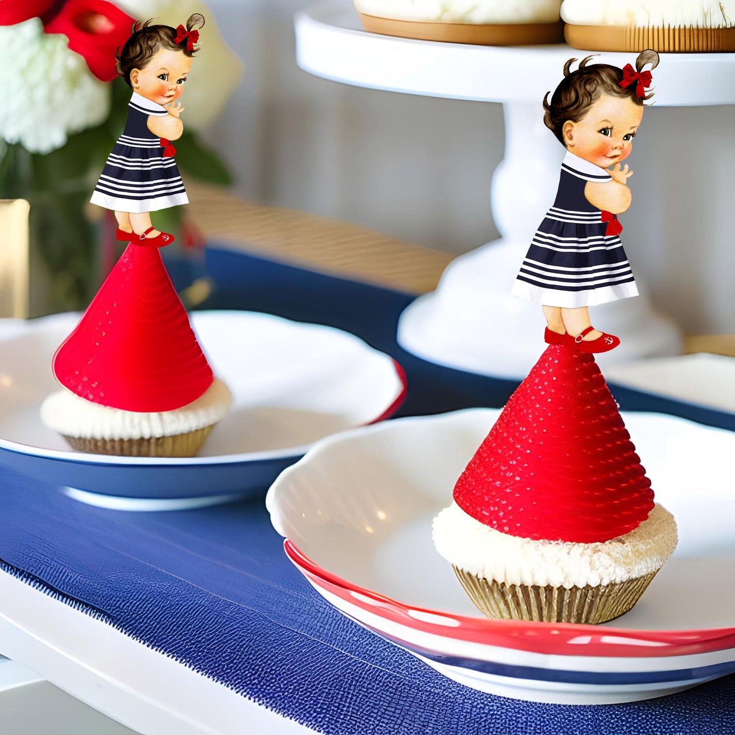 Nautical Girl Baby Shower Centerpiece Cutouts Favor Labels Birthday Decoration Table Wall Decor